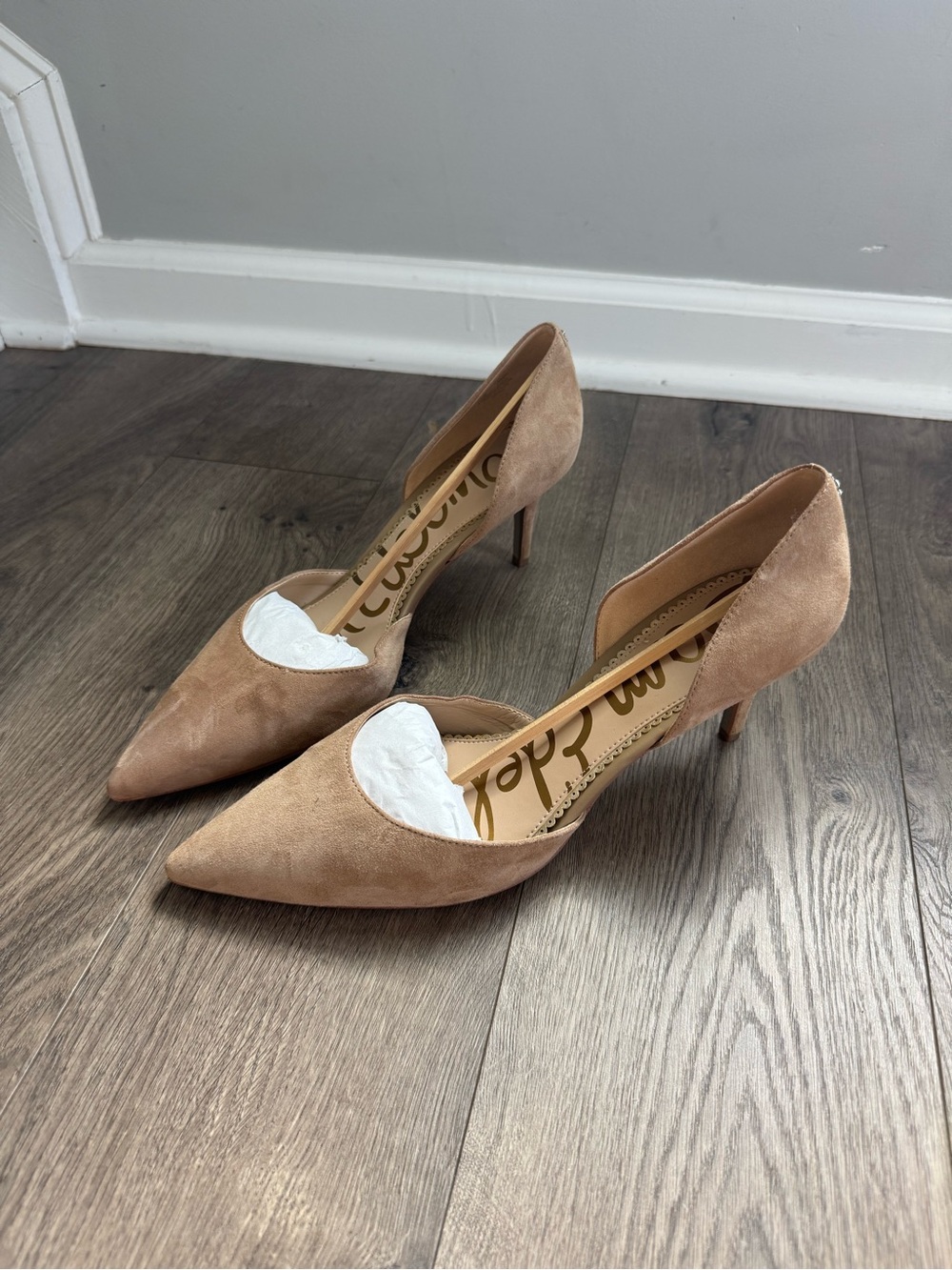 Sam Edelman Nude Suede d’Orsay Pointed Toe Pumps Size 10.5